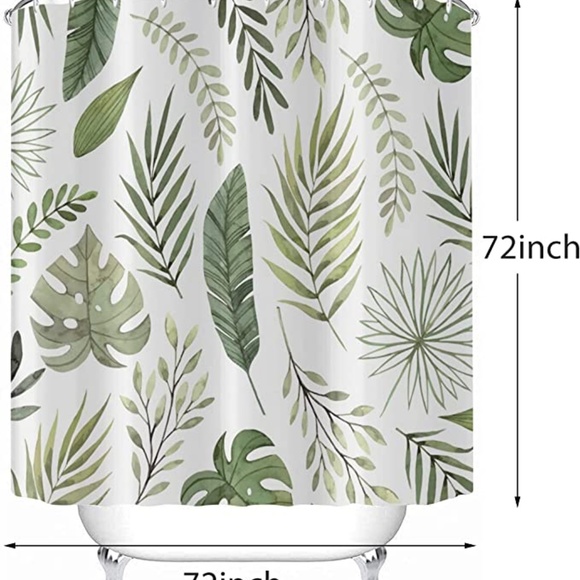 Tropical summer green shower curtain - Picture 2 of 4